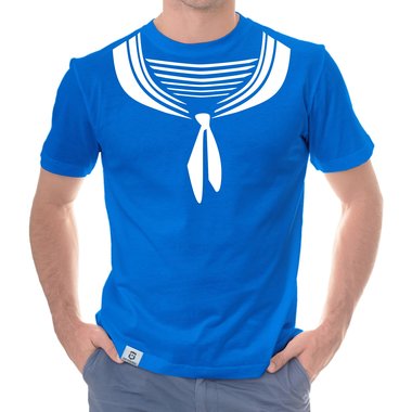 Herren T-Shirt - Matrose weiss-dunkelblau 5XL