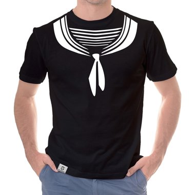Herren T-Shirt - Matrose weiss-dunkelblau 5XL