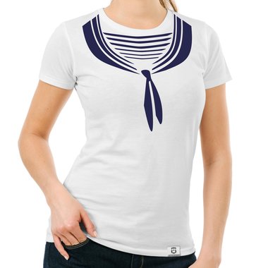 Damen T-Shirt - Matrosin weiss-dunkelblau XXL