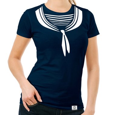 Damen T-Shirt - Matrosin weiss-dunkelblau XXL