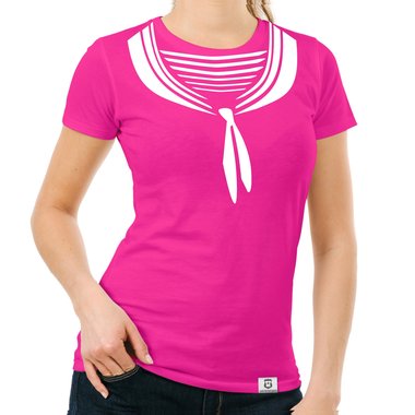 Damen T-Shirt - Matrosin weiss-dunkelblau XXL