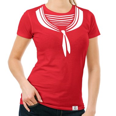 Damen T-Shirt - Matrosin weiss-dunkelblau XXL