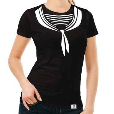 Damen T-Shirt - Matrosin weiss-dunkelblau XXL