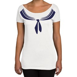 Damen T-Shirt U-Boot-Ausschnitt - Matrosin
