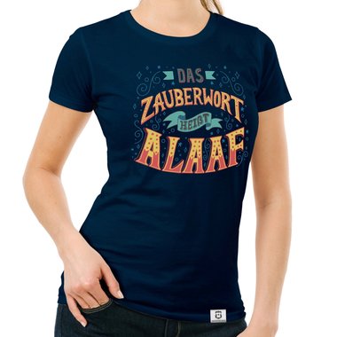 Damen T-Shirt - Zauberwort Alaaf dunkelblau-gelb S