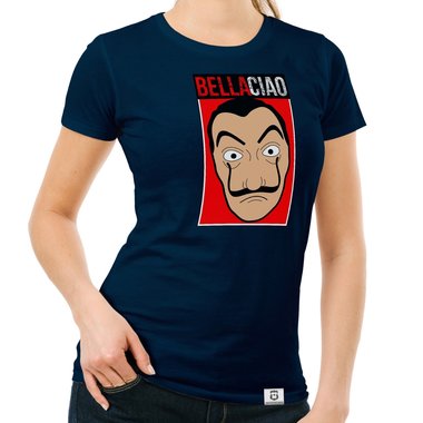 Damen T-Shirt - Bella Ciao dunkelblau-rot S