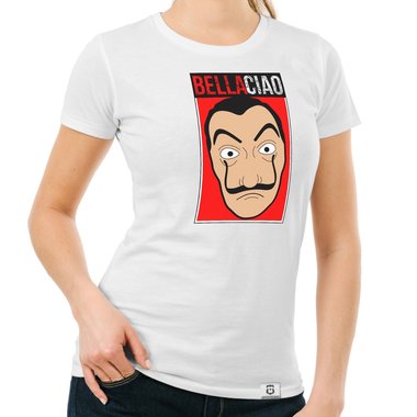 Damen T-Shirt - Bella Ciao weiss-rot XXL