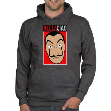 Herren Hoodie - Bella Ciao dunkelgrau-rot XS