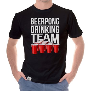 Herren T-Shirt - Beerpong Drinking Team dunkelblau-weiss S