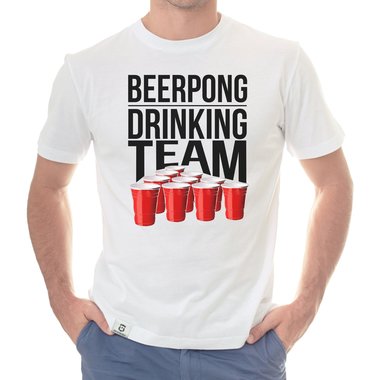 Herren T-Shirt - Beerpong Drinking Team dunkelblau-weiss S