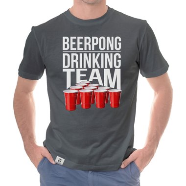 Herren T-Shirt - Beerpong Drinking Team dunkelblau-weiss S