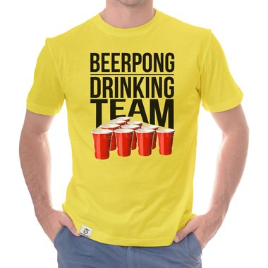 Herren T-Shirt - Beerpong Drinking Team dunkelblau-weiss S