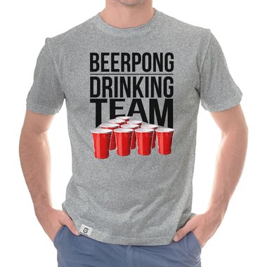 Herren T-Shirt - Beerpong Drinking Team dunkelblau-weiss S