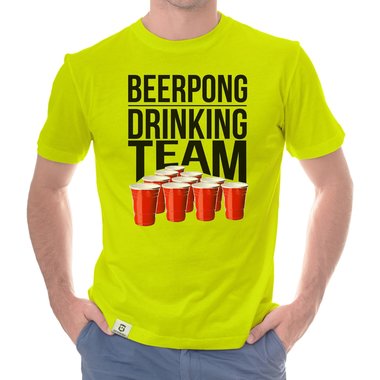 Herren T-Shirt - Beerpong Drinking Team dunkelblau-weiss S