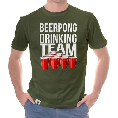 Herren T-Shirt - Beerpong Drinking Team dunkelblau-weiss S