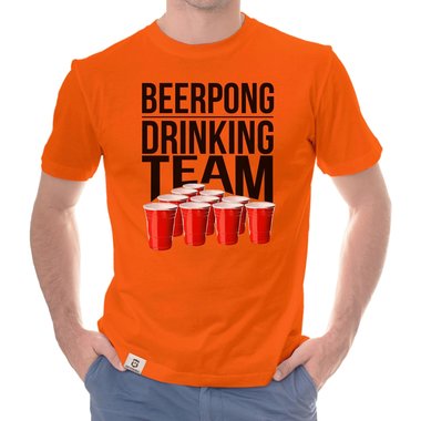 Herren T-Shirt - Beerpong Drinking Team dunkelblau-weiss S