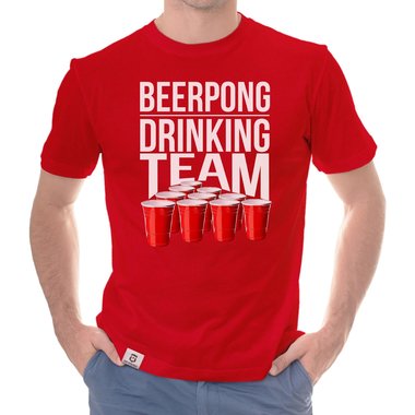 Herren T-Shirt - Beerpong Drinking Team dunkelblau-weiss S