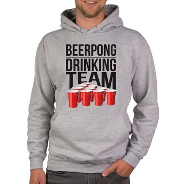 Herren Hoodie - Beerpong Drinking Team dunkelgrau-weiss XS