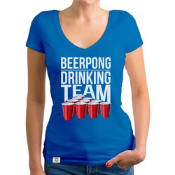 Damen T-Shirt V-Ausschnitt - Beerpong Drinking Team