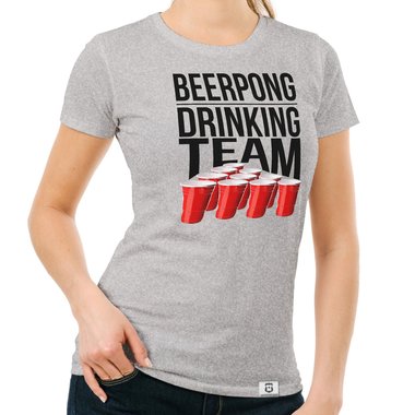 Damen T-Shirt - Beerpong Drinking Team dunkelblau-weiss S