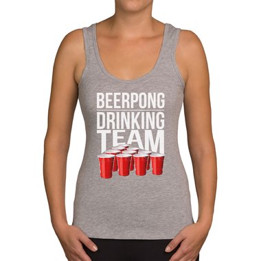 Damen Tank Top - Beerpong Drinking Team hellgrau-schwarz XS