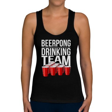 Damen Tank Top - Beerpong Drinking Team hellgrau-schwarz XS