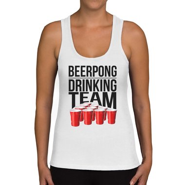 Damen Tank Top - Beerpong Drinking Team hellgrau-schwarz XS