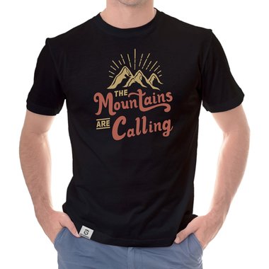 Herren T-Shirt - Mountains are calling weiss-hellbraun 5XL