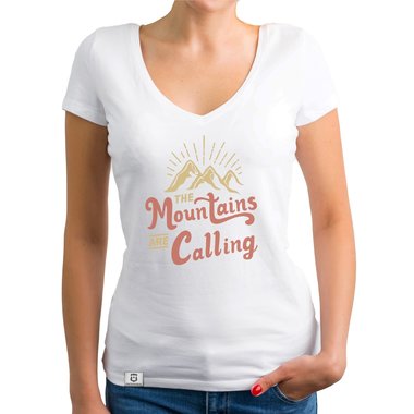 Damen T-Shirt V-Ausschnitt - Mountains are calling