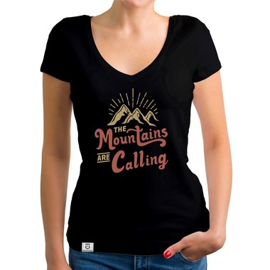 Damen T-Shirt V-Ausschnitt - Mountains are calling