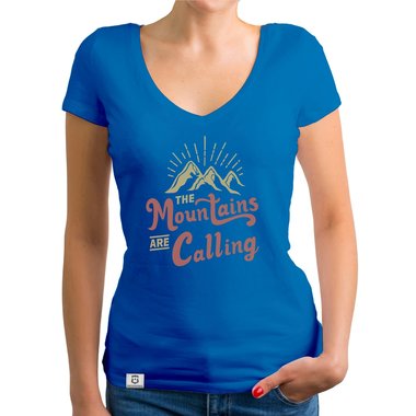 Damen T-Shirt V-Ausschnitt - Mountains are calling