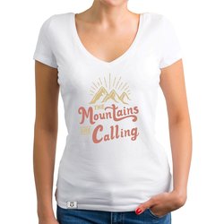 Damen T-Shirt V-Ausschnitt - Mountains are calling