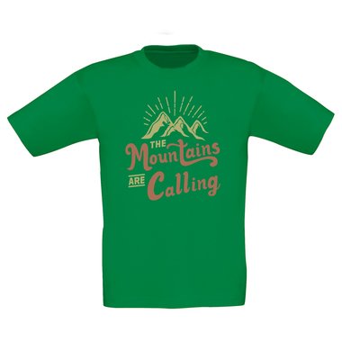 Kinder T-Shirt - Mountains are calling dunkelblau-hellbraun 98-104