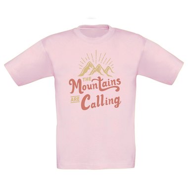 Kinder T-Shirt - Mountains are calling dunkelblau-hellbraun 98-104