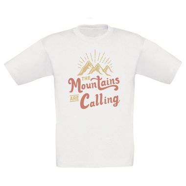 Kinder T-Shirt - Mountains are calling dunkelblau-hellbraun 98-104