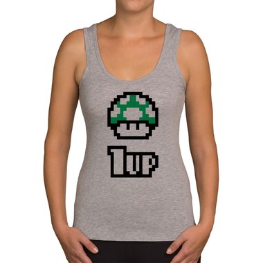 Damen Tank Top - Super Mario - 1 Up hellgrau-schwarz XS