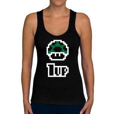 Damen Tank Top - Super Mario - 1 Up hellgrau-schwarz XS