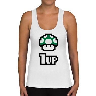 Damen Tank Top - Super Mario - 1 Up hellgrau-schwarz XS