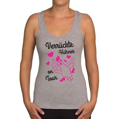 Damen Tank Top - Verrckte Hhner on Tour hellgrau-schwarz XS