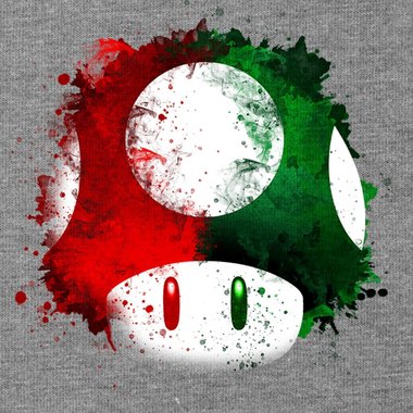 Herren T-Shirt - V-Ausschnitt - Super Mario - Pilz dunkelblau-rot S