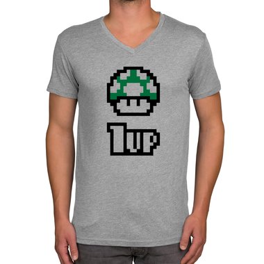 Herren T-Shirt - V-Ausschnitt - Super Mario - 1 Up
