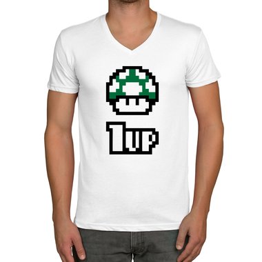 Herren T-Shirt - V-Ausschnitt - Super Mario - 1 Up