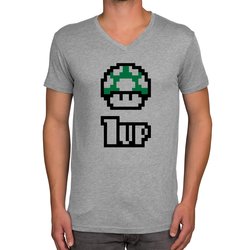 Herren T-Shirt - V-Ausschnitt - Super Mario - 1 Up