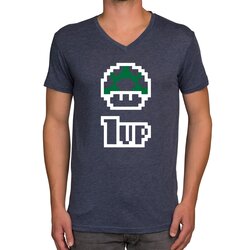 Herren T-Shirt - V-Ausschnitt - Super Mario - 1 Up