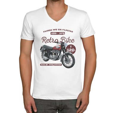 Herren T-Shirt - V-Ausschnitt - Retro Bike