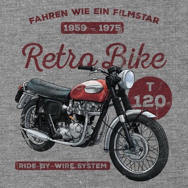 Herren T-Shirt - V-Ausschnitt - Retro Bike weiss-dunkelrot XXXL