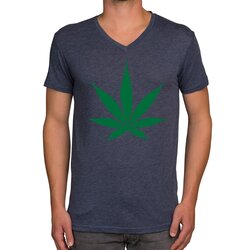 Herren T-Shirt - V-Ausschnitt - Hanfblatt