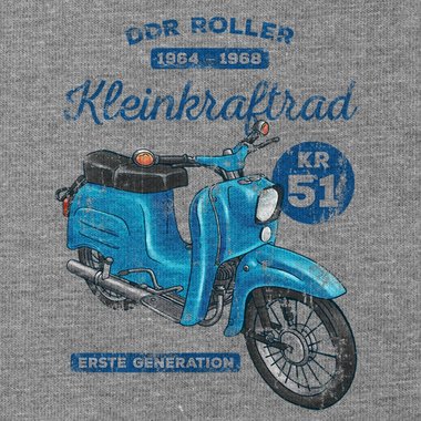 Herren T-Shirt - V-Ausschnitt - DDR-Roller weiss-dunkelblau XXXL