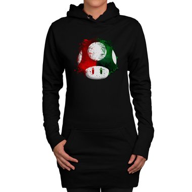 Damen Long Hoodie - Super Mario - Pilz schwarz-rot XL