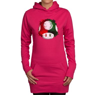 Damen Long Hoodie - Super Mario - Pilz schwarz-rot XL